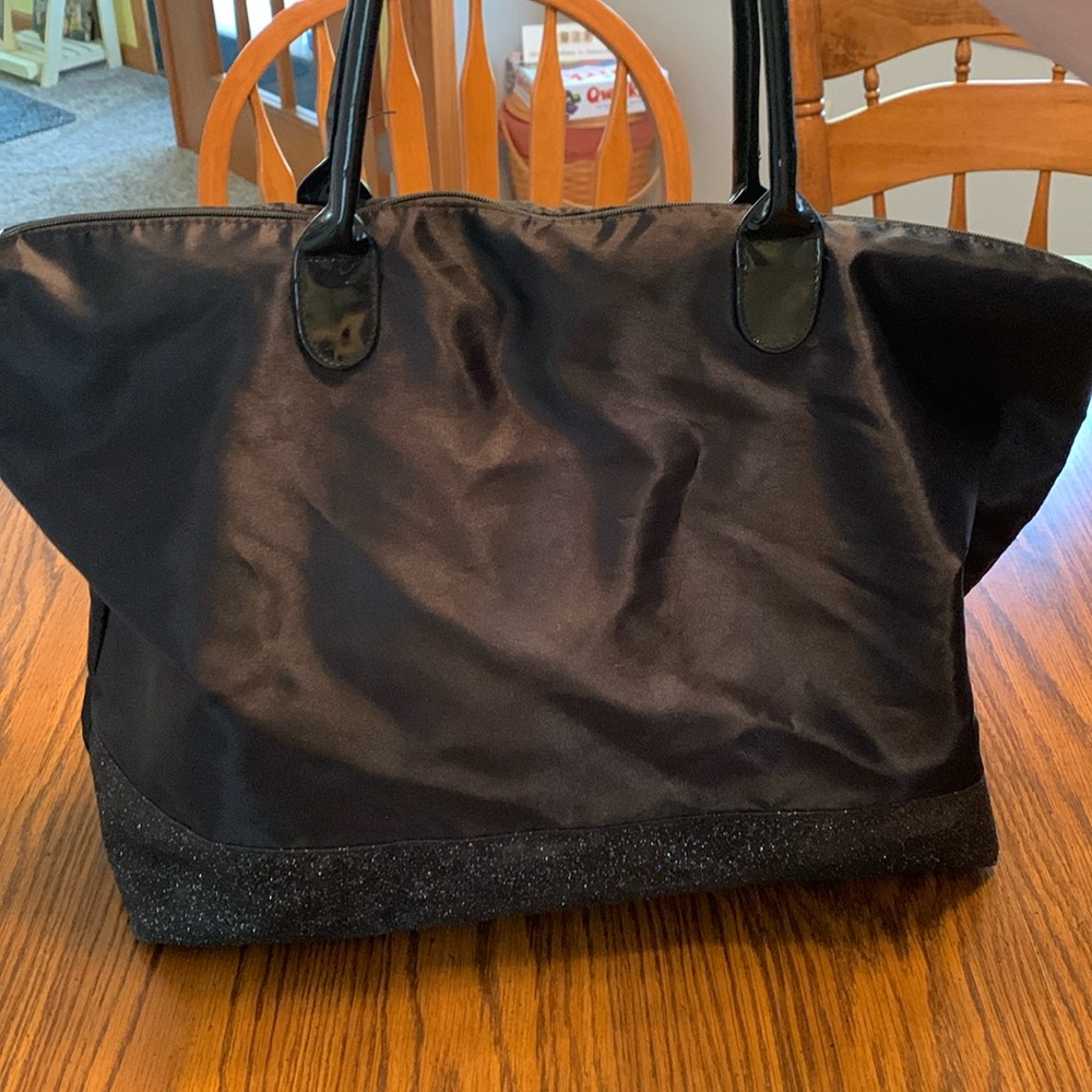 Black with Glittery Section Tote Bag